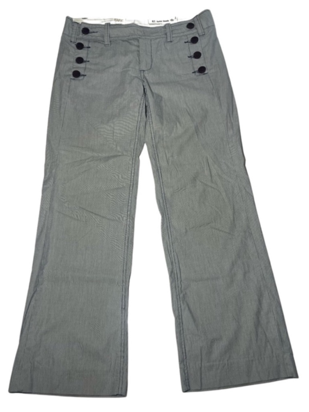 G1 Sailor Goods Women’s Size 4 Gray Sailor Pants Buttons Pinstripes Straight Leg